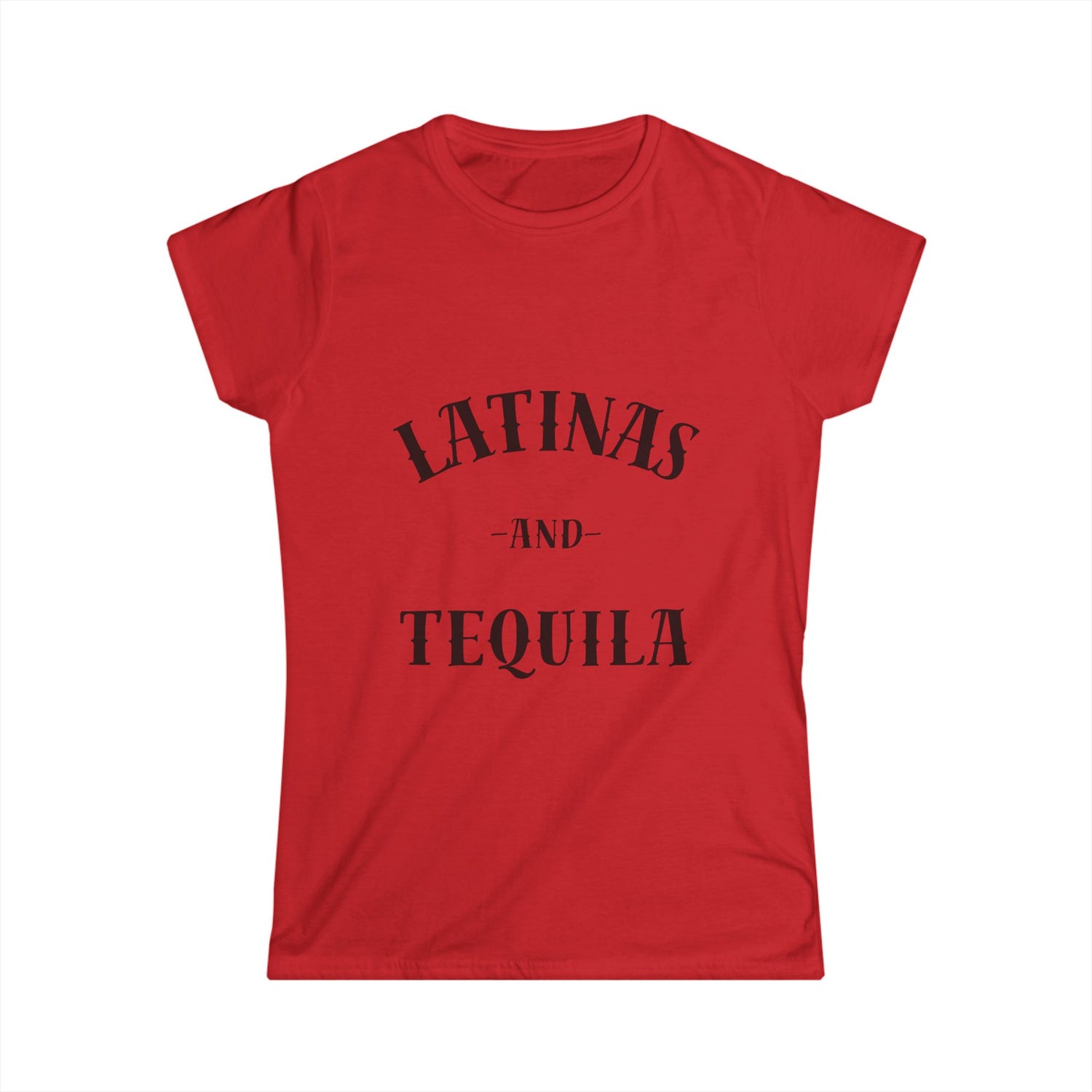 Front of red Latinas and tequila short sleeve shirt.