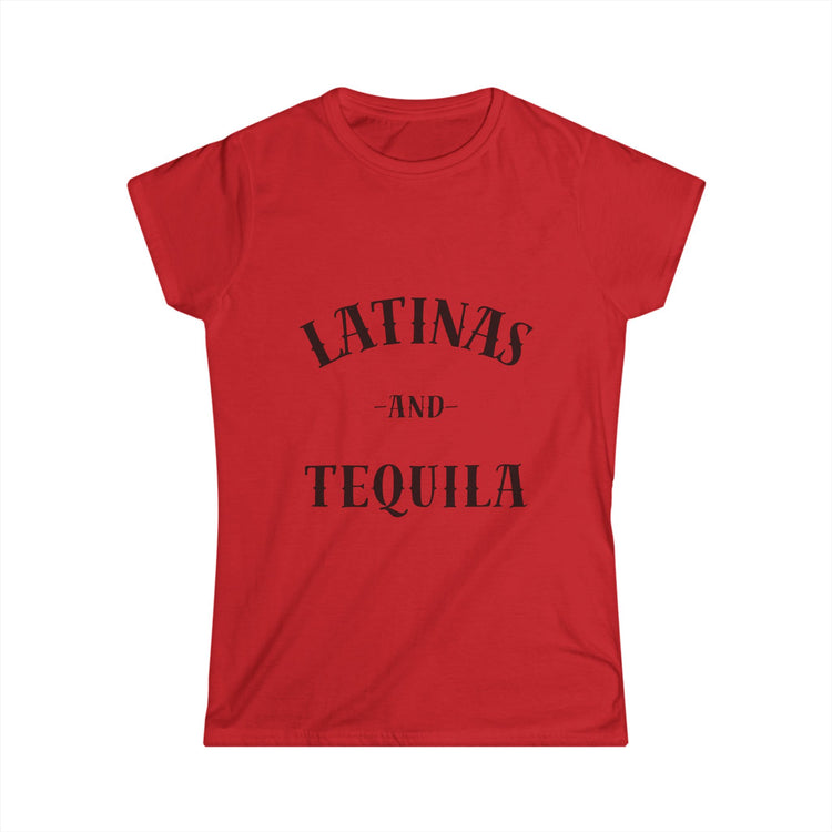 Front of red Latinas and tequila short sleeve shirt.