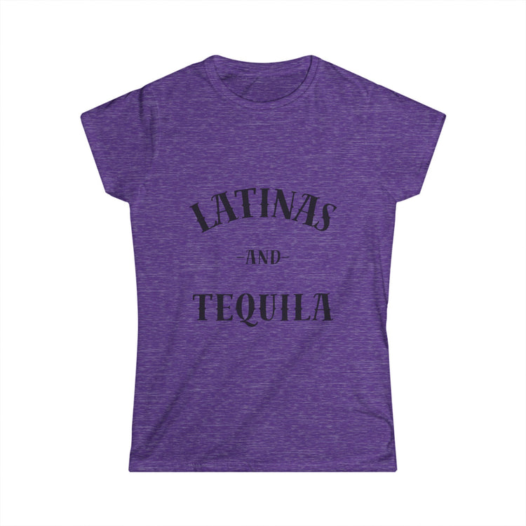 Front of purple Latinas and tequila short sleeve shirt.