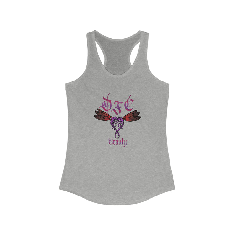 Gray dragonfly racer back tank top