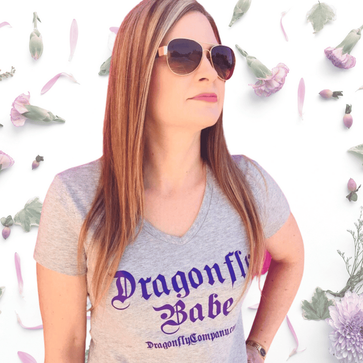 Gray dragonfly babe short sleeve shirt