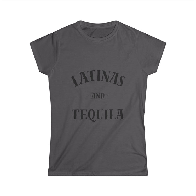 Gray short sleeve Latinas and tequila shirt front