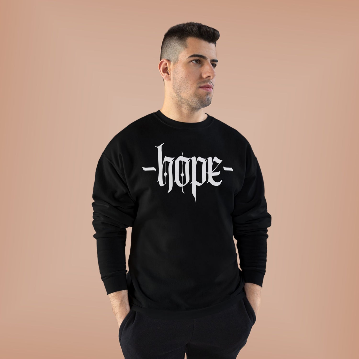 unisex sweatshirt hope dragonfly sweatshirt winter wear black long sleeve hope in front dragonfly on the back black sweatshirt white print. 