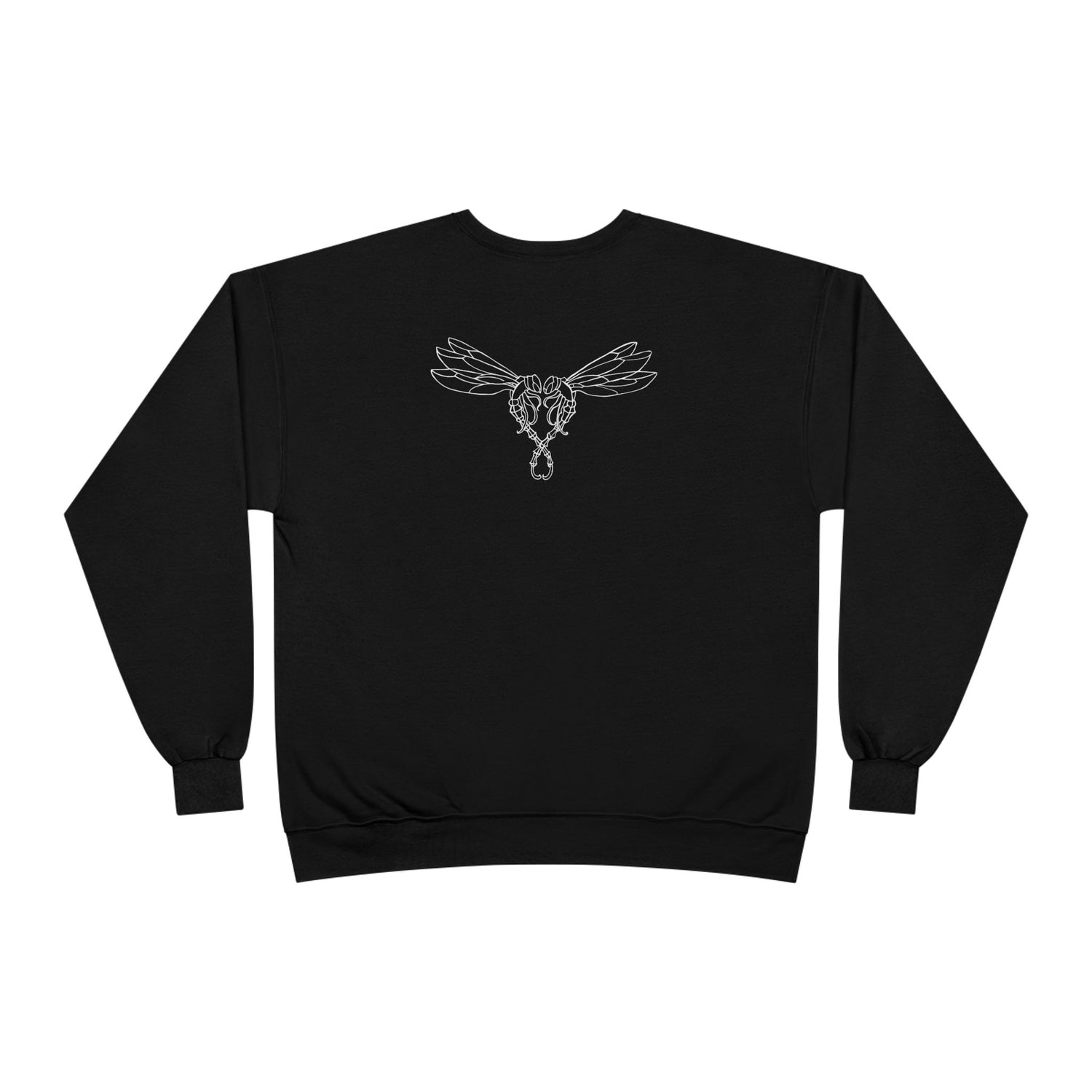 Back of Hope and Dragonfly sweatshirt white print dragonfly on black sweatshirt 