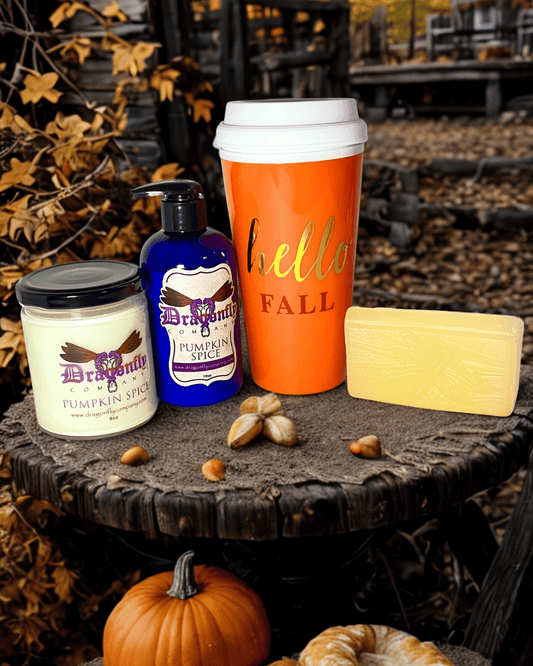 Hello Fall Bundle – Pumpkin Spice Soap, Lotion, Candle & Tumbler Gift Set (Limited Edition