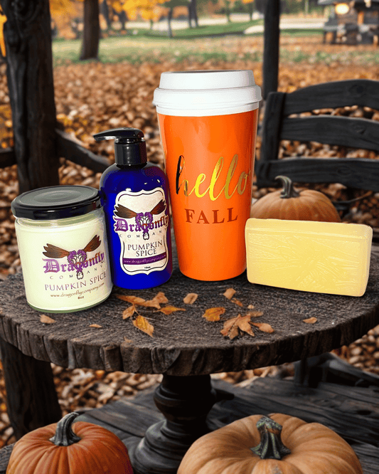 Hello Fall Bundle – Pumpkin Spice Soap, Lotion, Candle & Tumbler Gift Set (Limited Edition