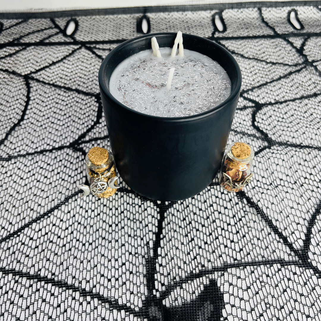 Black Jar Halloween Candle by Dragonfly Company