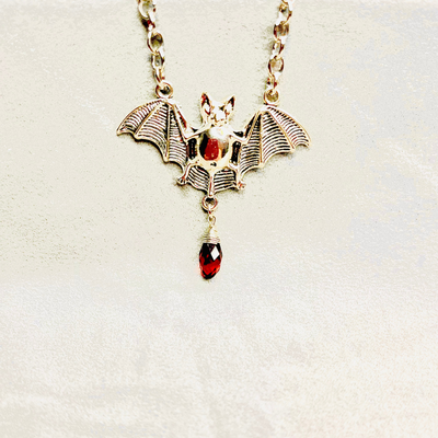 Night Flight Bat Necklace Red